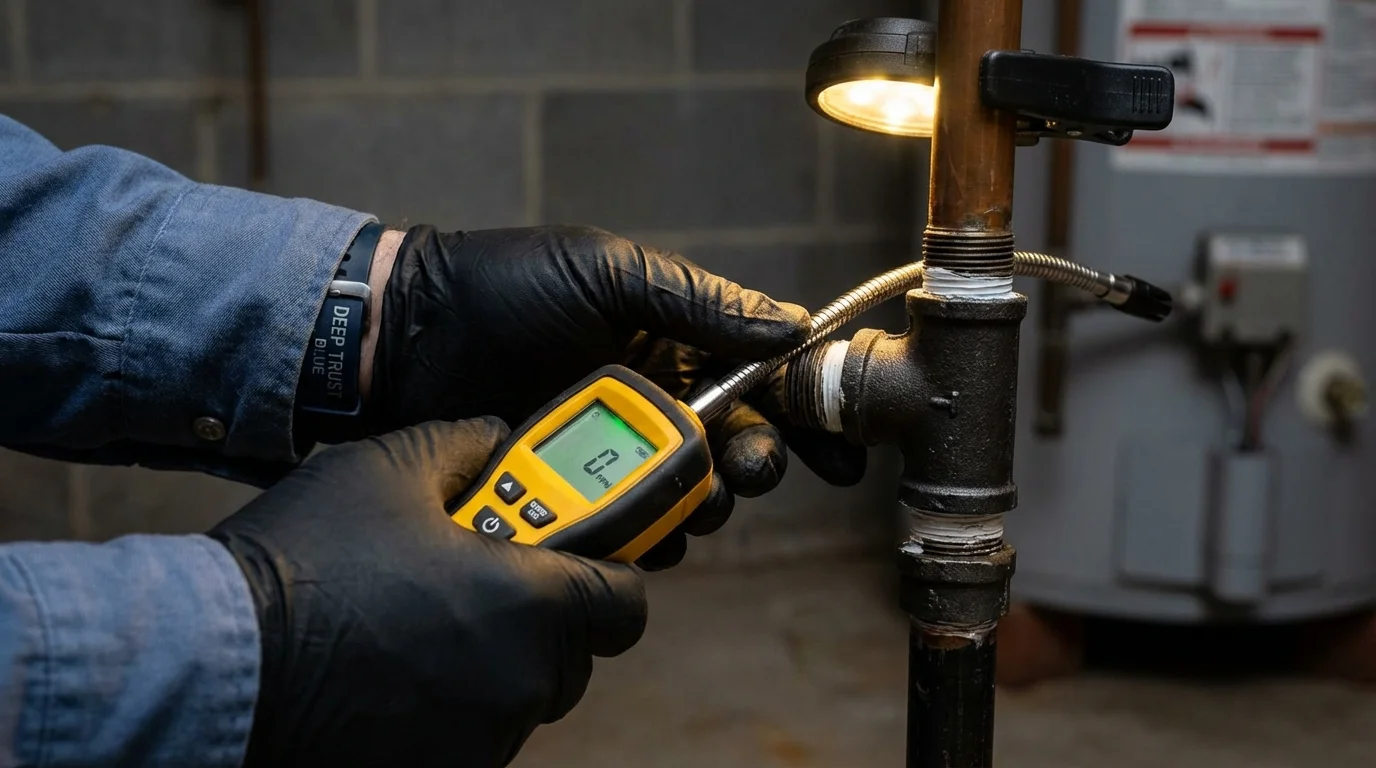 Gas leak detection with electronic sniffer by Johns Plumbing LLC in Manassas